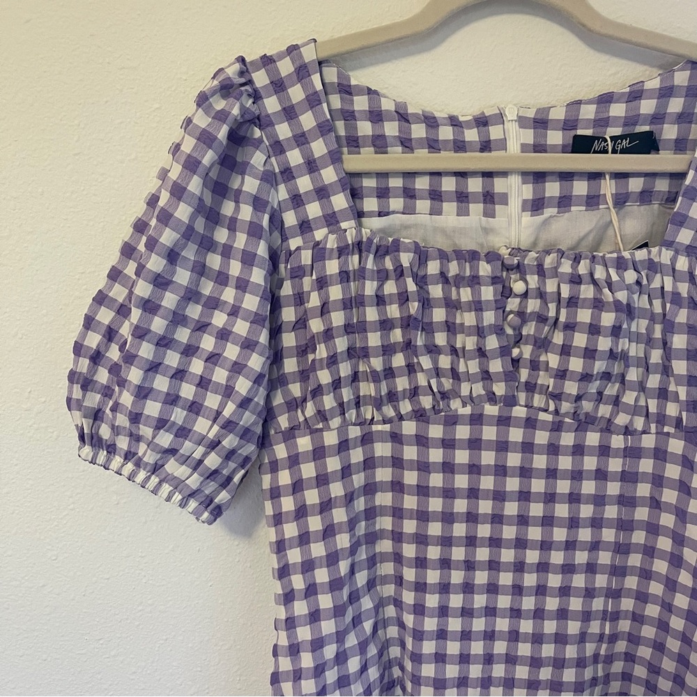 BNWT Nasty Gal Purple Gingham Skater Dress